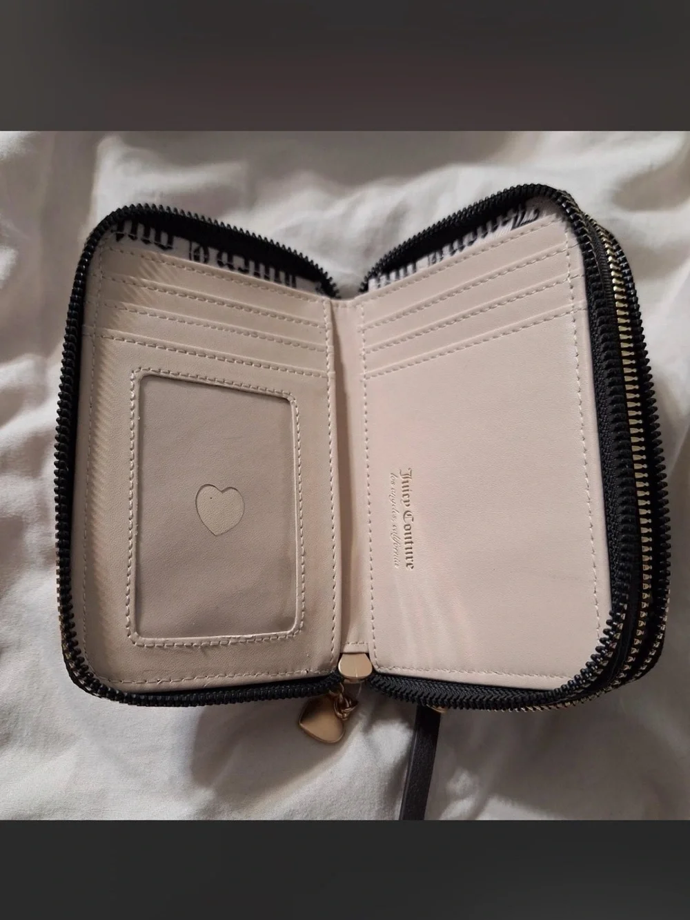 Juicy Couture Pink and Black Plush Zip Around Wallet - Picture 3 of 5